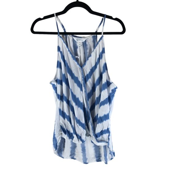 Market & Spruce Blue White Stripe Rayon Tank Top Hi Lo XL - Picture 1 of 4